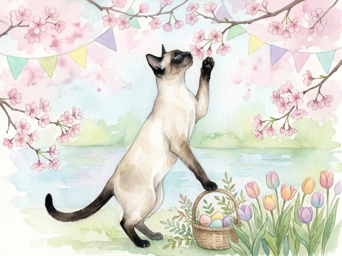 Siamese watercolor calendar month 4